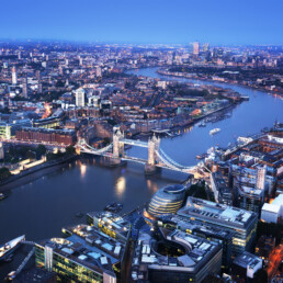 London,Aerial,View,With,Tower,Bridge,,Uk