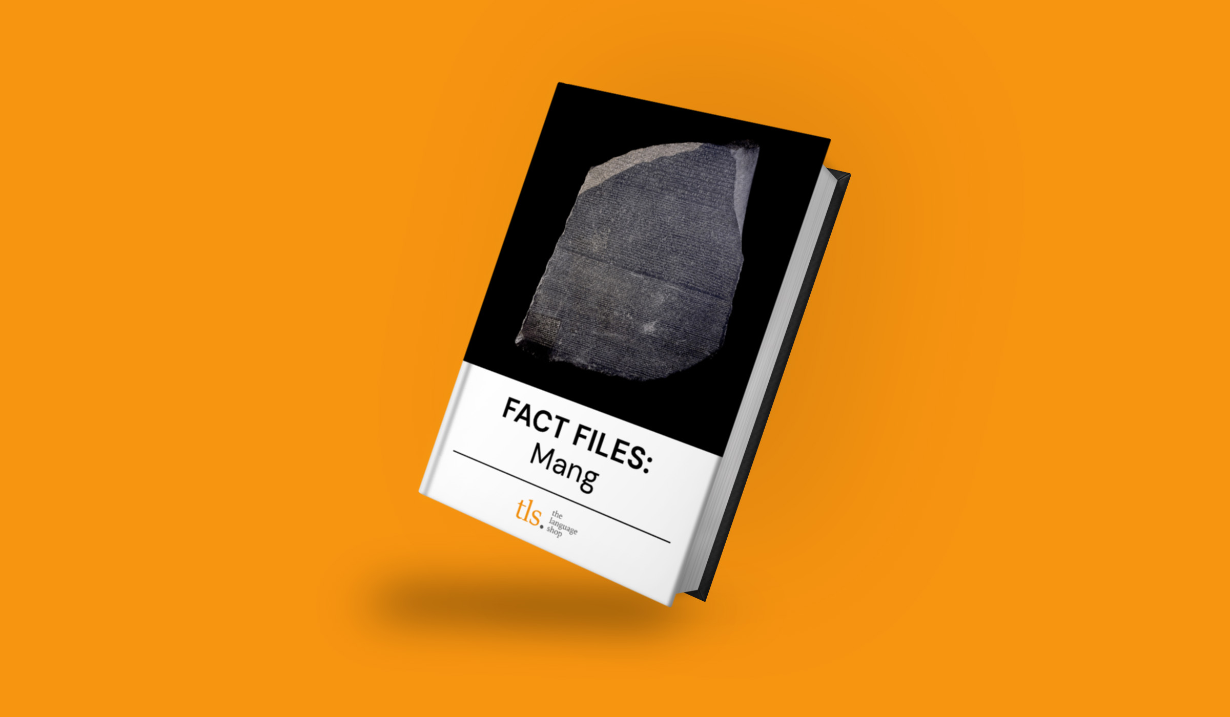 Book with title 'Fact file: Mang' on orange background